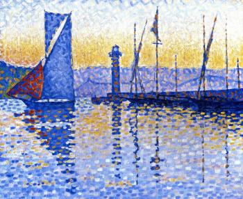 (image for) Handmade Oil painting for home canvas, oil painting framed canvas for living room Paul Signac's painting, The Lighthouse, Saint-T
